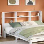 Vidaxl t�te de lit avec rangement blanc 180 cm bois massif de pin
