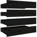 Tiroirs de lit 4 pcs noir bois de pin massif
