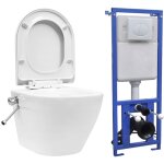 Vidaxl - toilette murale sans rebord et réservoir caché céramique blanc Vidaxl - toilette murale sans rebord et réservoir caché céramique blanc