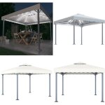 Vidaxl - tonnelle avec guirlande lumineuse led 300x300cm crme aluminium - tente extrieure - abri jardin ...