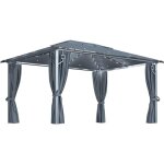 Vidaxl - tonnelle avec rideau et lumires led 4x3 m anthracite aluminium