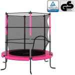 Trampoline avec filet de scurit rond 140x160 cm rose vidaxl