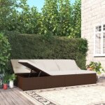 Transat convertible avec coussins r�sine tress�e marron vidaxl