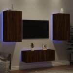 Vidaxl - units murales tv avec led 4 pcs chne marron bois d'ingnierie