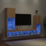 Vidaxl - unit�s murales tv avec led 4 pcs ch�ne sonoma bois d'ing�nierie