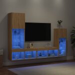 Vidaxl - unit�s murales tv avec led 4 pcs ch�ne sonoma bois d'ing�nierie