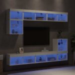 Vidaxl - units murales tv avec led 8 pcs blanc bois d'ingnierie