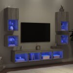 Vidaxl - unit�s murales tv avec led 8 pcs gris sonoma bois d'ing�nierie