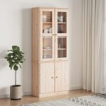 Vidaxl - vitrine en verre alta 77x35x186, 5 cm bois de pin massif