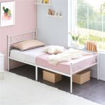Vidaxl - yaheetech cadre de lit lit simple en m�tal 90 x 200 cm assemblage simple pour petits espaces ...