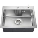 Vier 1 bac 55x45cm �vier � encastrer en acier inox �vier cuisine avec distributeur de savon, siphon et ...