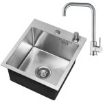 Cecipa - vier cuisine 1 bac 40  45 cm + robinet cuisine inox, montage  encastrer ou sur le plan au ...