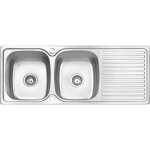Jassferry - vier de cuisine 2 bacs , acier inoxydable, gouttoir rversible, 1180 x 480 mm avec siphon ...