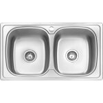 Vier de cuisine 2 bacs , acier inoxydable, vier  encastrer, avec vidage, 86 x 50 cm - jassferry