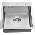 Vier cuisine 45x45x19 cm �vier 1 bac bross� en acier inox 304 �vier � encastrer avec syst�me de drainage, ...