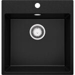 Primagran - evier cuisine en granit 48x50cm, lavabo 1 bac + kit de vidage, �vier � encastrer au meuble ...