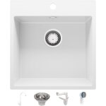 Primagran - evier cuisine en granit 48x50cm, lavabo 1 bac + robinet 32x20cm + kit de vidage, �vier � ...