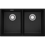 Evier cuisine en granit 76x47cm, lavabo 2 bacs + kit de vidage, �vier � encastrer au meuble 80cm - london ...