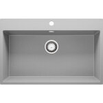 Primagran - evier cuisine en granit 78x50cm, lavabo 1 bac + kit de vidage, �vier � encastrer au meuble ...