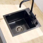 Cecipa - viers simples 40 x 45 cm, vier de cuisine avec siphon, viers carrs en acier inoxydable anthracite, ...