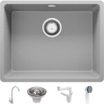 Primagran - vier sous - plan en granit 56x44 cm, lavabo cuisine 1 bac + kit de vidage + robinet, Évier ... Primagran - vier sous - plan en granit 56x44 cm, lavabo cuisine 1 bac + kit de vidage + robinet, Évier ...