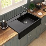 Kmbad - vier timbre d'office granit noir kiwi - 1 grand bac 1 gouttoir