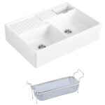 Villeroy&boch - evier timbre d'office villeroy et boch tradition 2 bacs 89, 5 x 63 cramique vidage manuel ...