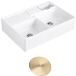 Villeroy&boch - evier timbre d'office villeroy et boch tradition 2 bacs 89, 5 x 63 cramique vidage auto ...