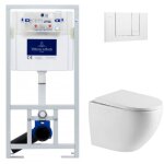 Pack wc b�ti - support villeroy & boch + wc sans bride sat + plaque de d�clenchement double, blanche ...