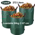 Vingo - swanew 3x sacs de jardin pliables xxl sacs  feuilles avec anses rcipient 272l
