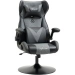 Vinsetto - fauteuil gaming base ronde mtal pivotante 360 hauteur rglable ttire coussin lombaires ...