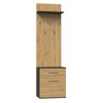 Topeshop - vioni - meuble vestiaire d'entre - portemanteau mural avec tagre - 5 crochets - tiroir ...