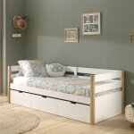 Vipack - lit banquette 90x200 cm blanc et naturel avec tiroir - margaret