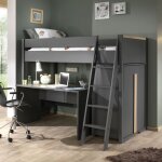 Lit surélevé 90x200 cm avec commode et bureau anthracite - billy Lit surélevé 90x200 cm avec commode et bureau anthracite - billy