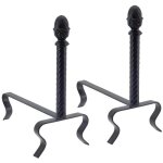 Visiodirect - lot de 2 chenets  buche pour chemine en fer forg coloris noir / or - 39 x 39 cm