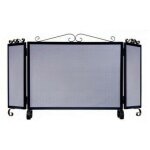 Grille de protection pour chemine, grille pare - feu modle s 3 corps en fer forg coloris noir - hauteur ...