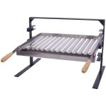 Support barbecue avec grille et r�cup�rateur de graisse en inox coloris gris - 80 x 43 x 42 cm