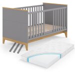 Vitalispa - lit b�b� malia, gris, 70x140 cm avec matelas