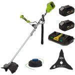 Vito - dbroussailleuse et coupe bordure 40v 2 batteries lithium 4ah + chargeur double lame 3 dents bobine ...