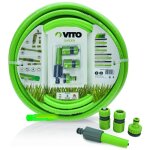 Vito garden - tuyau d'arrosage 19mm 25m kit pvc lance multi jet + 2 raccords + nez de robinet vito