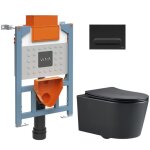 Vitra - b�ti support 82cm + wc sans bride sat + abattant softclose + plaque noir mat (vuni82blacksatrimless ...