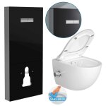 Vitra pack wc bâti support en verre trempé / aluminium brossé avec plaque intégrée, noir + wc sans bride ... Vitra pack wc bâti support en verre trempé / aluminium brossé avec plaque intégrée, noir + wc sans bride ...