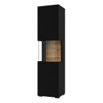 Meublorama - vitrine 1 porte partiellement vitr�e collection eva. couleur noir et ch�ne.