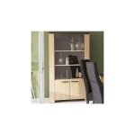 Calicosy - vitrine 2 portes 98x42x174, 5 cm dcor chne et gris - cecey