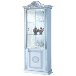 Vitrine 2 portes bois vernis laqu� brillant blanc et gris venus 78cm