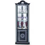 Vitrine 2 portes bois vernis laqu� brillant noir et gris venus 78cm