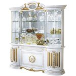 Vitrine 8 portes 1 tiroir bois vernis laqu� brillant blanc et dor� lesly 173cm