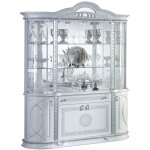 Vitrine 8 portes 1 tiroir bois vernis laqu� brillant blanc et gris venus 163cm