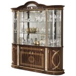 Vitrine 8 portes 1 tiroir bois vernis laqué brillant marron et doré venus 163cm Vitrine 8 portes 1 tiroir bois vernis laqué brillant marron et doré venus 163cm