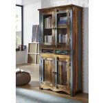 Vitrine 90x40 bois de r�cup�ration laqu� multicolore nature of spirit 08